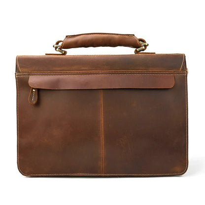 Vintage Vanguard: Crazy Horse Leather Messenger Briefcase - Fenrir Vintage Emporium
