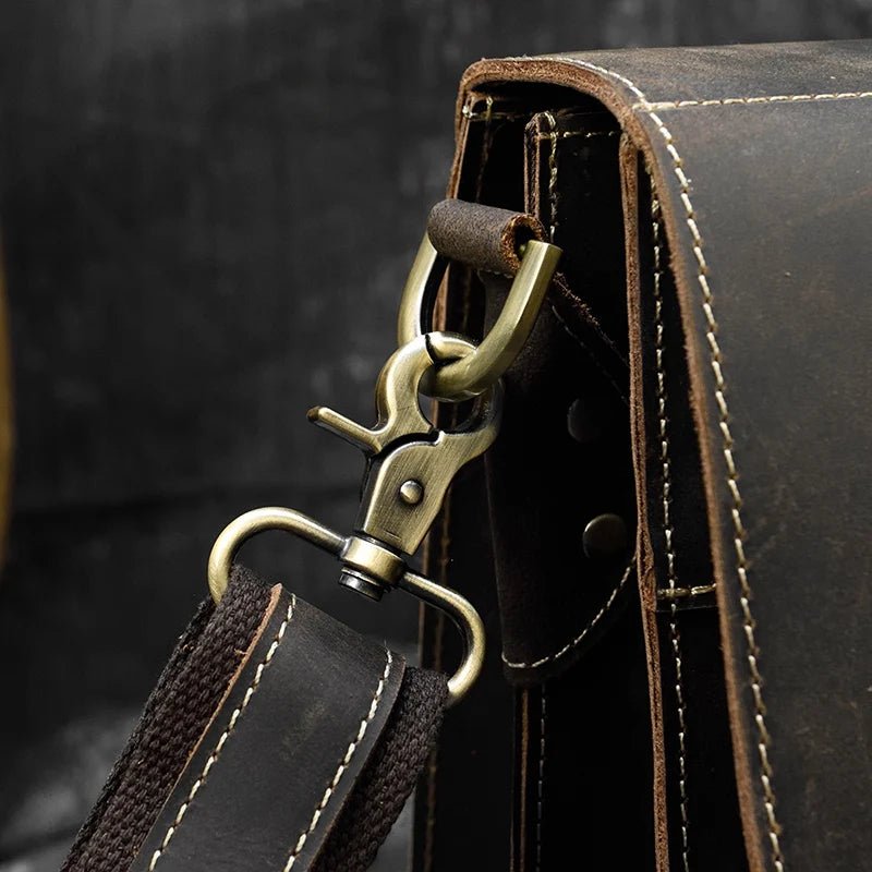Vintage Vanguard: Crazy Horse Leather Messenger Briefcase - Fenrir Vintage Emporium