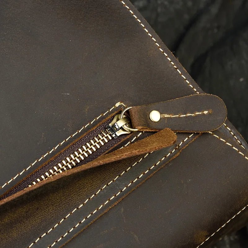 Vintage Vanguard: Crazy Horse Leather Messenger Briefcase - Fenrir Vintage Emporium