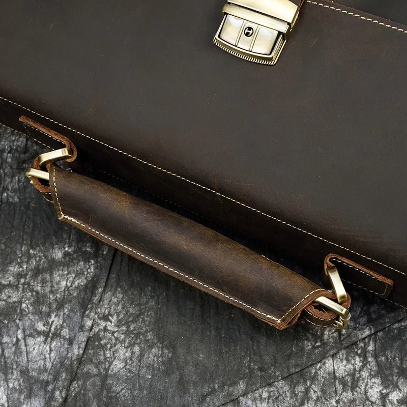 Vintage Vanguard: Crazy Horse Leather Messenger Briefcase - Fenrir Vintage Emporium