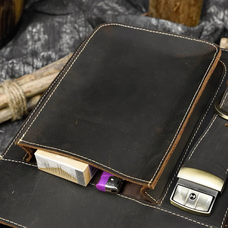 Vintage Vanguard: Crazy Horse Leather Messenger Briefcase - Fenrir Vintage Emporium