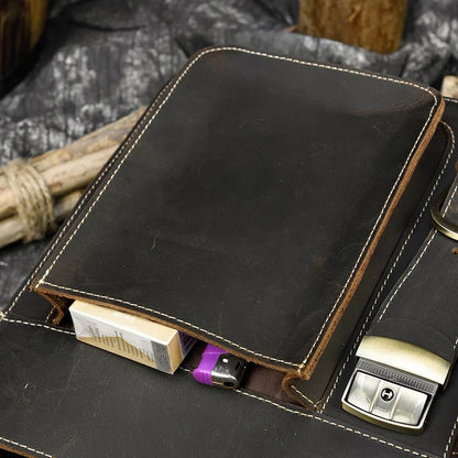 Vintage Vanguard: Crazy Horse Leather Messenger Briefcase - Fenrir Vintage Emporium