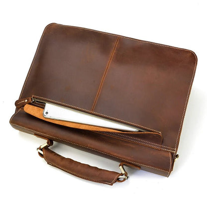 Vintage Vanguard: Crazy Horse Leather Messenger Briefcase - Fenrir Vintage Emporium