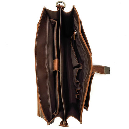 Vintage Vanguard: Crazy Horse Leather Messenger Briefcase - Fenrir Vintage Emporium