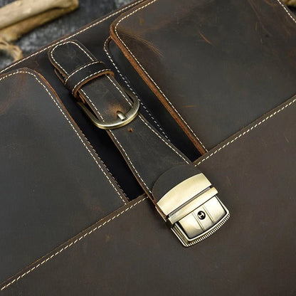 Vintage Vanguard: Crazy Horse Leather Messenger Briefcase - Fenrir Vintage Emporium